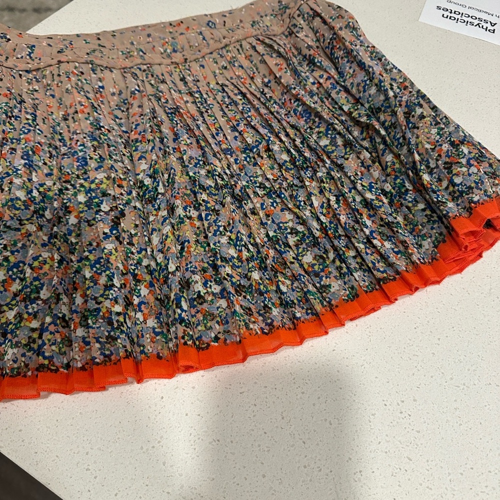 American Eagle Outfitters Floral Mini Skirt with Orange Trim